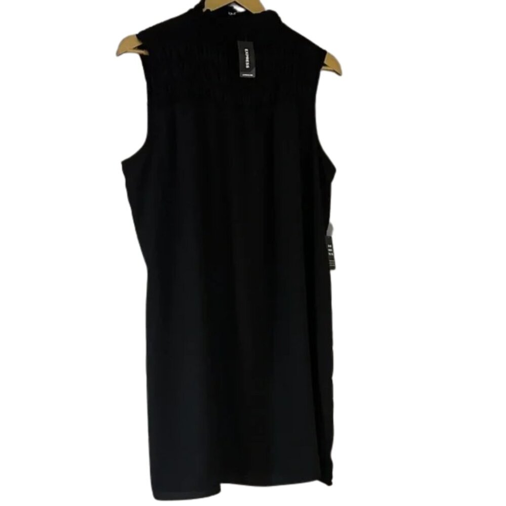 NWT Express Black Sleeveless Gathered Smocked Dress